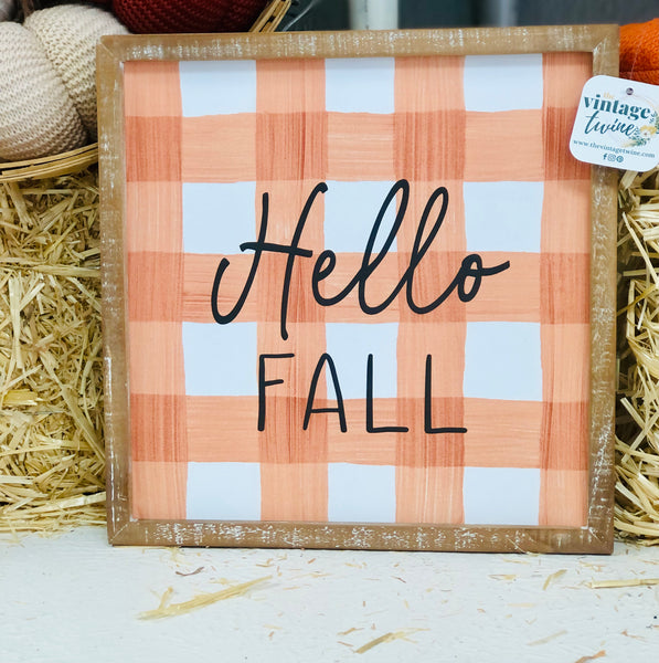Fall Gingham Wooden Signs