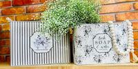 Grey Floral Bath Containers