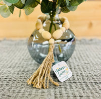 Beaded Oval Candle Ring with Jute Tassle