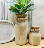 Beaded Wooden Vases