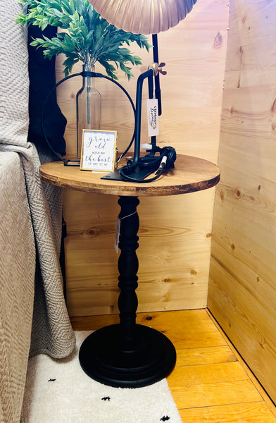 Black Pedestal Side Table (CAN NOT BE SHIPPED)